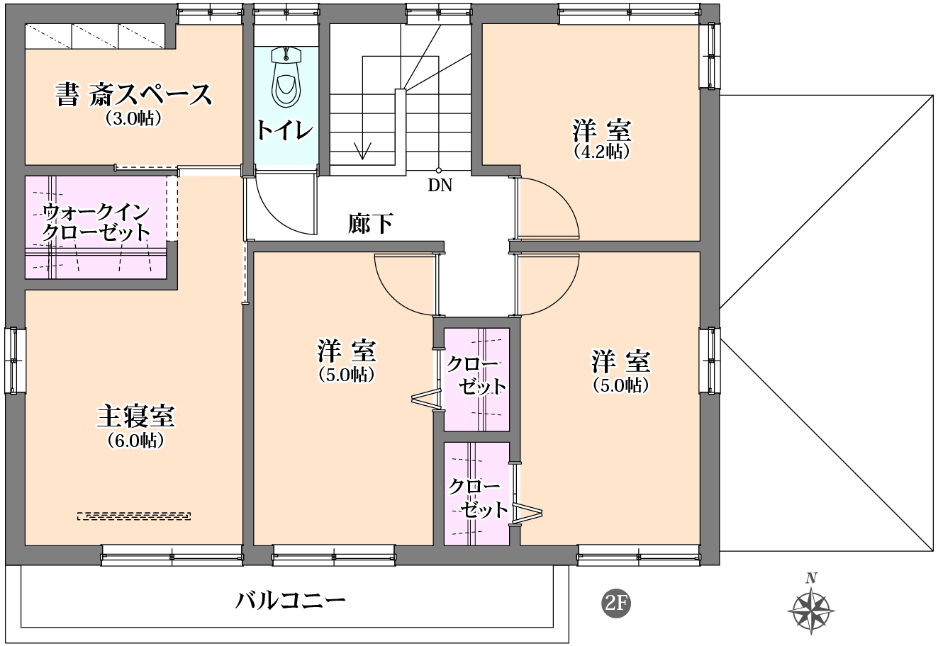 ２階間取図　掲載の間取り図は設(shè)計図書を基に描き起こしたもので実際とは多少異なる場合があります。