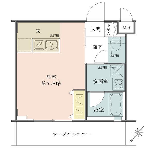 北西向きルーフバルコニーが設(shè)けられた最上階住戸、通風(fēng)良好です。洋室?玄関などに収納が備わっています。