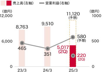 戸建住宅事業：売上高は5,017億５千萬円(前中間連結會計期間比13.3％増)となり、営業利益は220億４千２百萬円(前中間連結會計期間比55.0％増)