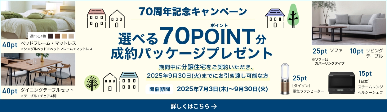 70周年記念キャンペーン 選べる70ポイント分成約パッケージプレゼント