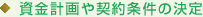 資金計(jì)畫や契約條件の決定