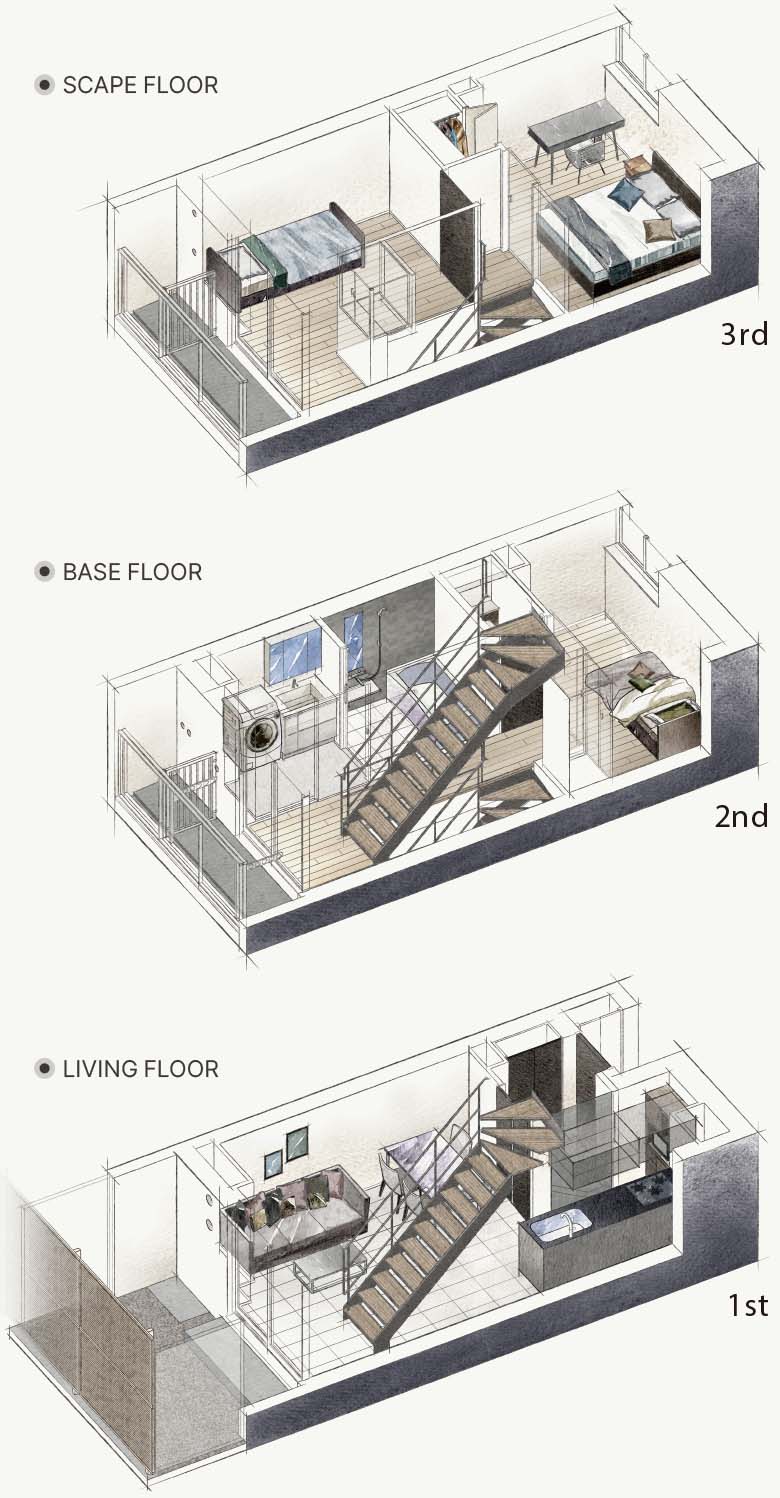 メゾネットプラン概念イラスト（Bタイプ）