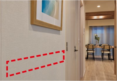 住戸の廊下?トイレには手摺用の下地を設置