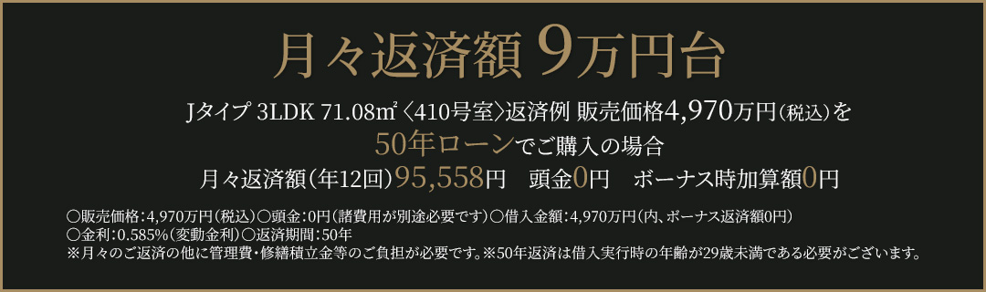 月々返済額9萬円臺